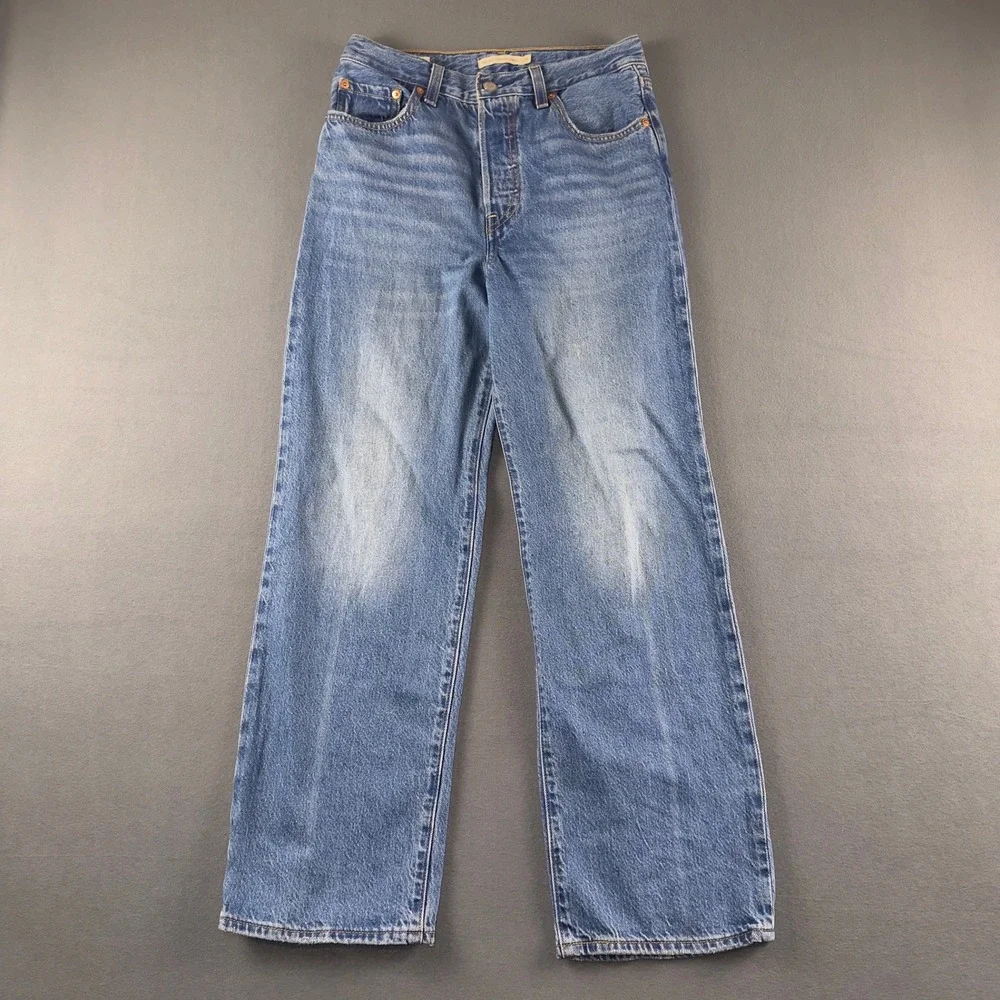 Levis Premium Ribcage Straight Ankle Jeans W27 L29 Medium Wash Blue 72693-0056